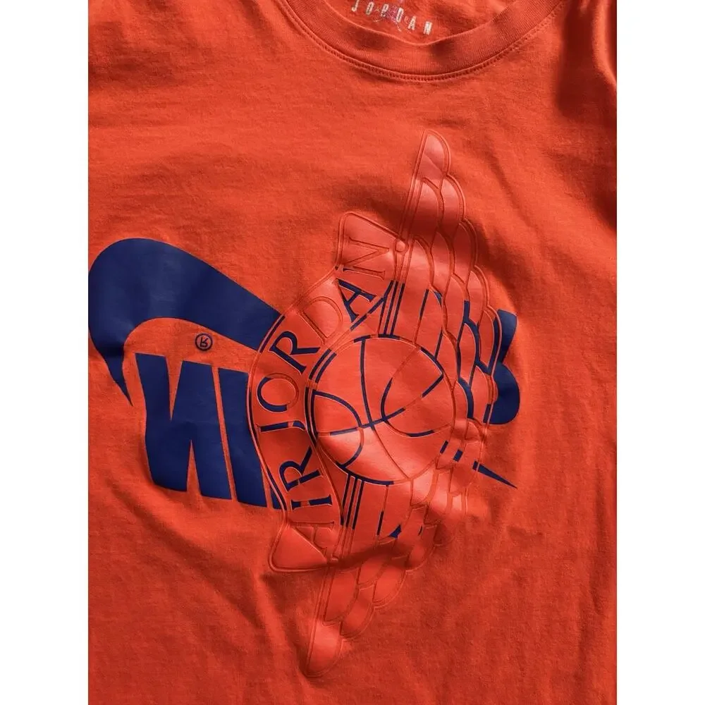 Nike Air Jordan Basketball Shirt Swoosh Logo Men's Medium Orange Hoops Street